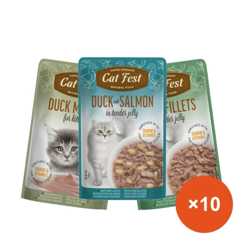מארז 10 פאוצ'י קט פסט Cat Fest לחתול במבצע — חיסכון ₪20