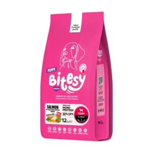 Bitesy בייטסי מזון יבש לגורי כלבים סלמון, אורז ובטטה 12 ק"ג