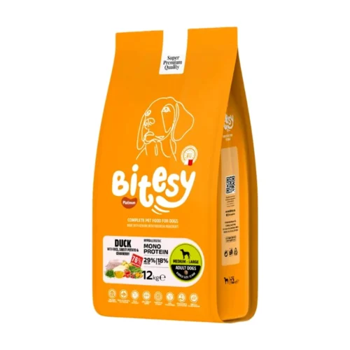Bitesy בייטסי מזון יבש לכלב בוגר ברווז, אורז ובטטה 12 ק"ג