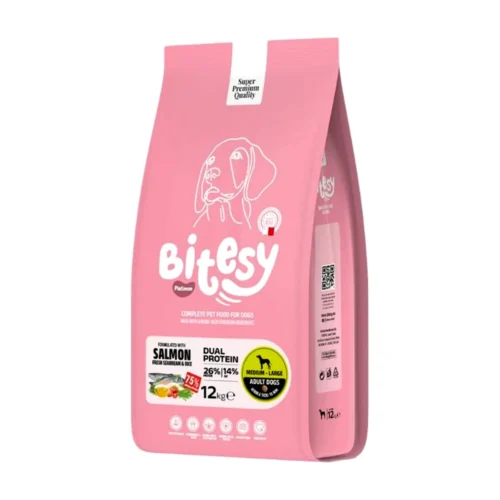 Bitesy בייטסי מזון יבש לכלב בוגר סלמון דניס ואורז 12 ק"ג