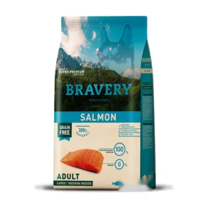(2 ק"ג) ברייברי BRAVERY - סלמון ללא דגנים וגלוטן - היפואלרגני - לכלבים בוגרים מגזע בינוני וגדול