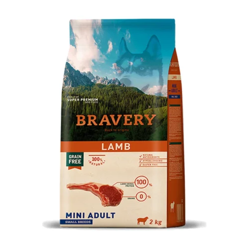 (2 ק"ג) ברייברי BRAVERY - כבש ללא דגנים וגלוטן - היפואלרגני - לכלבים בוגרים מגזע קטן