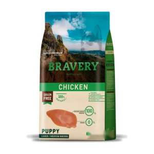 (2 ק"ג) ברייברי BRAVERY - עוף ללא דגנים וגלוטן - היפואלרגני - לכלבים גורים מגזע בינוני וגדול