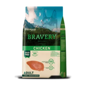 (2 ק"ג) ברייברי BRAVERY - עוף ללא דגנים וגלוטן - היפואלרגני - לכלבים בוגרים מגזע בינוני וגדול