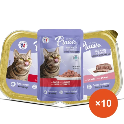 מארז 10 מעדני פלזר Plaisir לחתול במבצע — חיסכון ₪20
