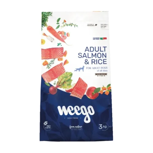 ויגו כלב - מופחת דגן בוגר סלמון ואורז 3 ק"ג Weego מזון יבש לכלבים