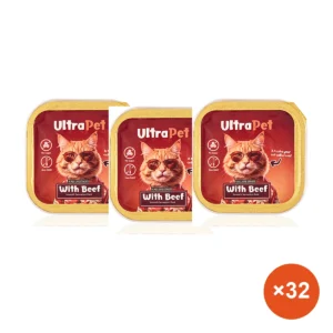אולטרה פט - פטה בקר לחתול 100 גרם × 32 יחידות — חיסכון של ₪61