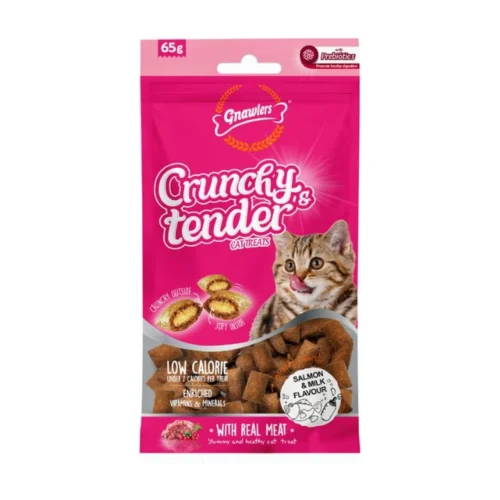 גנאולרס Crunchy & Tender - חטיף כריות פריך לחתול סלמון וחלב 65 גרם