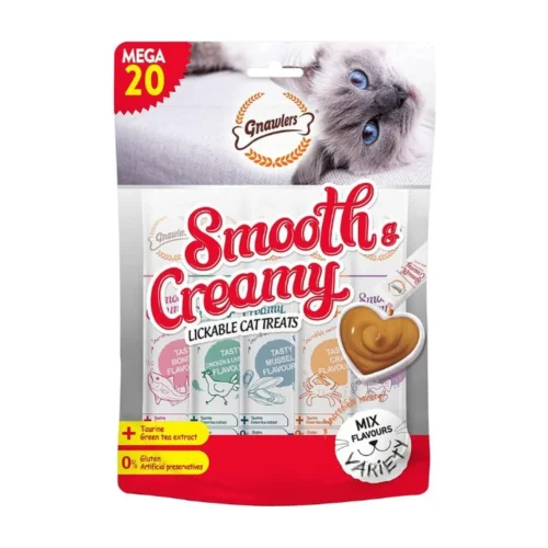 גנאולרס Smooth & Creamy - חטיף קרם נוזלי לחתול מיקס טעמים 300 גרם (20x15 גרם)