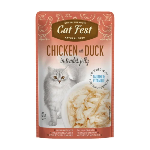 cat fest- פאוץ' חתולים פילה עוף עם ברווז 70 גרם