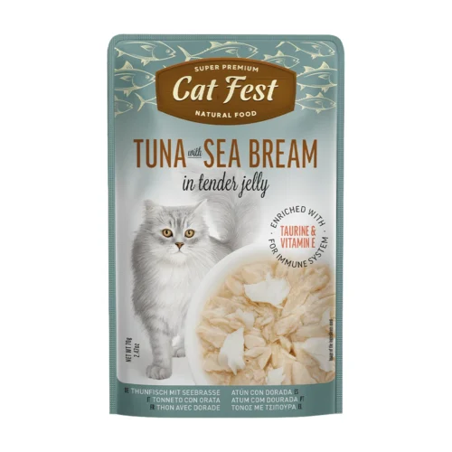 cat fest- פאוץ' חתולים טונה עם דניס 70 גרם