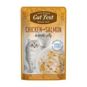 cat fest- פאוץ' חתולים פילה עוף עם סלמון 70 גרם