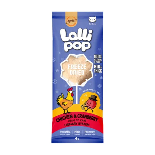 גנאולרס Lallipop - חטיף מיובש בהקפאה לחתול עוף וחמוציות 4 גרם