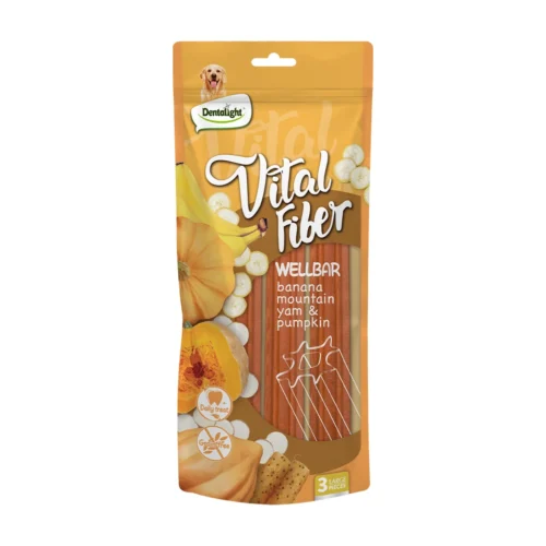 דנטלייט Vital Fiber - מקל לעיסה דנטלי בננה, שורש יאם ודלעת 250 גרם