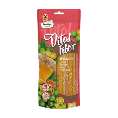 דנטלייט Vital Fiber - מקל לעיסה דנטלי דבש, זרעי שומר וקומקוואט 250 גרם