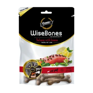 גנאולרס WiseBones - עצמות ללא דגנים לכלב סלמון ולימון 200 גרם (15 יחידות)