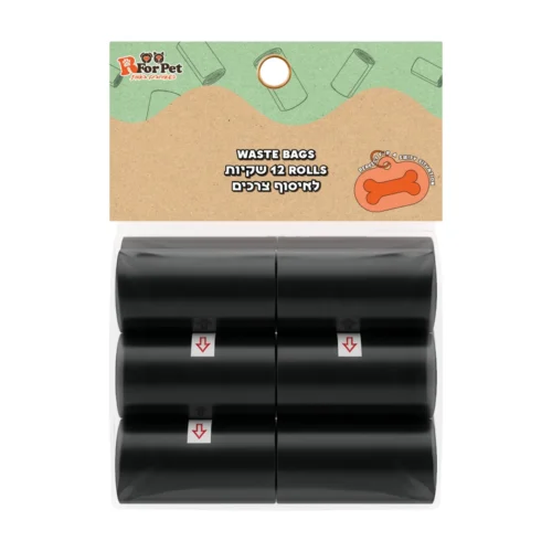 אר פור פט - מארז שקיות לאיסוף צרכים, 12 גלילים