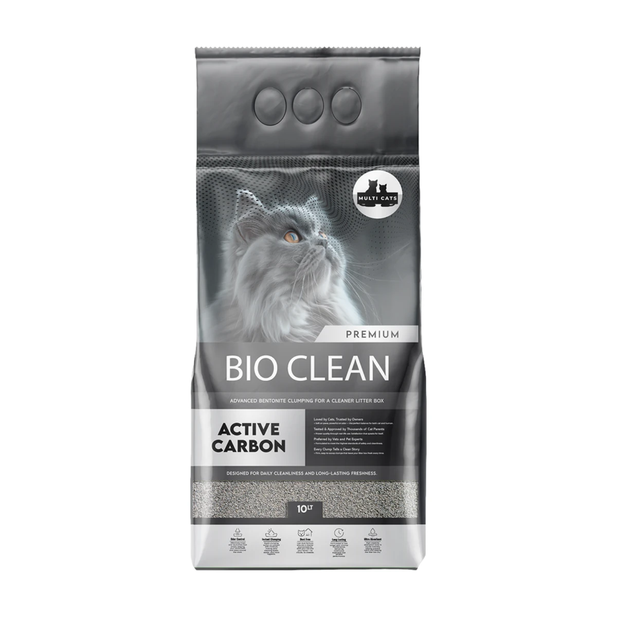 BIO CLEAN חול מתגבש עם פחם פעיל - חול לחתולים