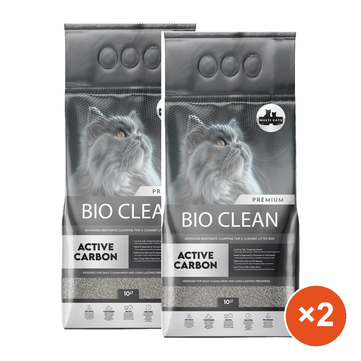BIO CLEAN חול מתגבש עם פחם פעיל - חול לחתולים
