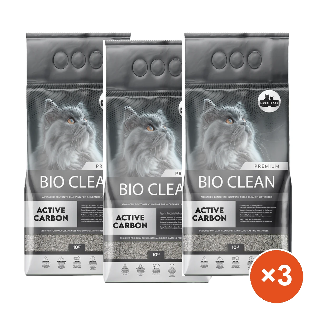 BIO CLEAN חול מתגבש עם פחם פעיל - חול לחתולים